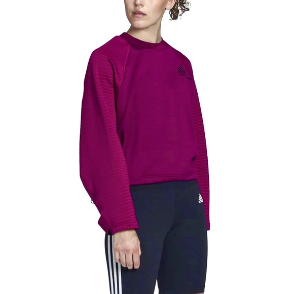 ADIDAS Sweatshirt Women’s SIZE MEDIUM Power Berry Purple ZNE Pullover Top NEW - Picture 7 of 15